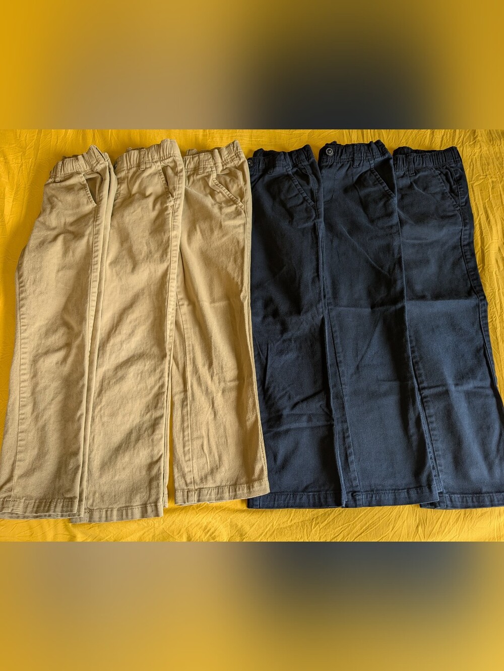 6️⃣ Children's Place Boys Pull-On Chino Uniform Pants Bundle Tan & Navy; Size: 6